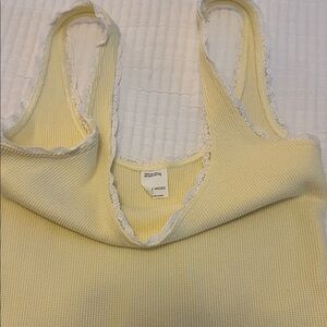 Gilly Hicks Soft Yellow Lace-Trimmed Tank Top